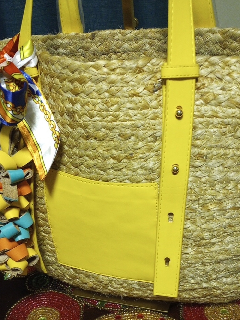 🧨New Straw Bag w/Charm - Picture 13 of 16